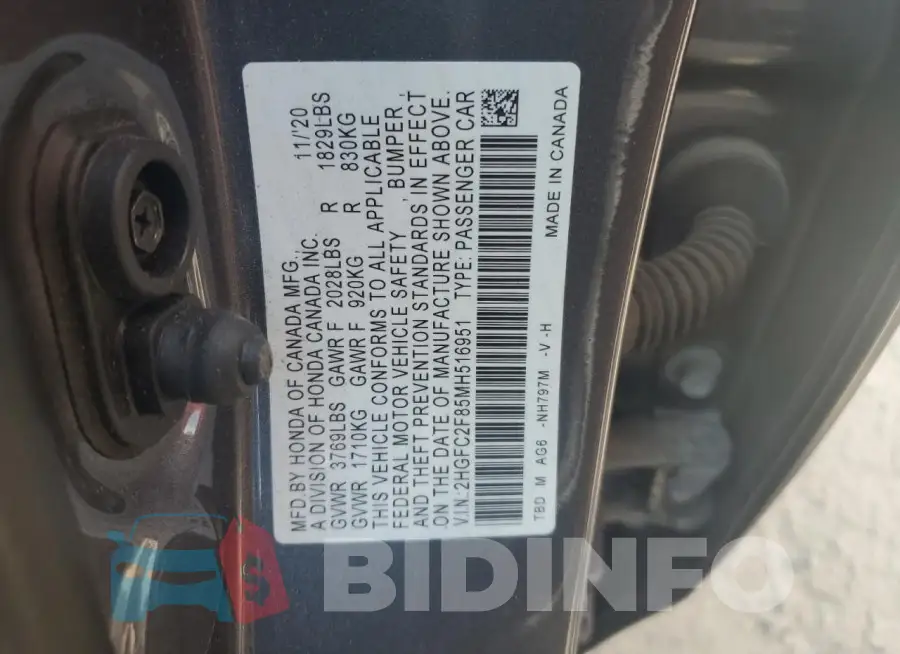 2HGFC2F85MH516951 Photo# 12
