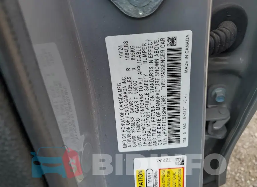 2HGFE1E51SH472682 Photo# 12