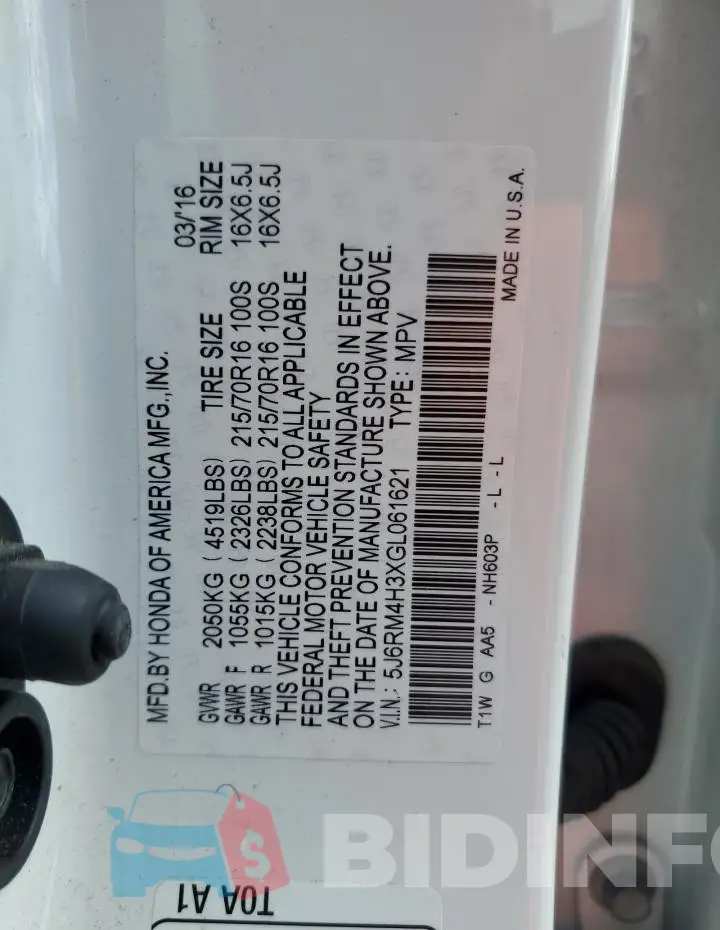 5J6RM4H3XGL061621 Photo# 13