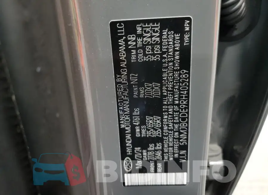 5NMJBCDE9RH405289 Photo# 13