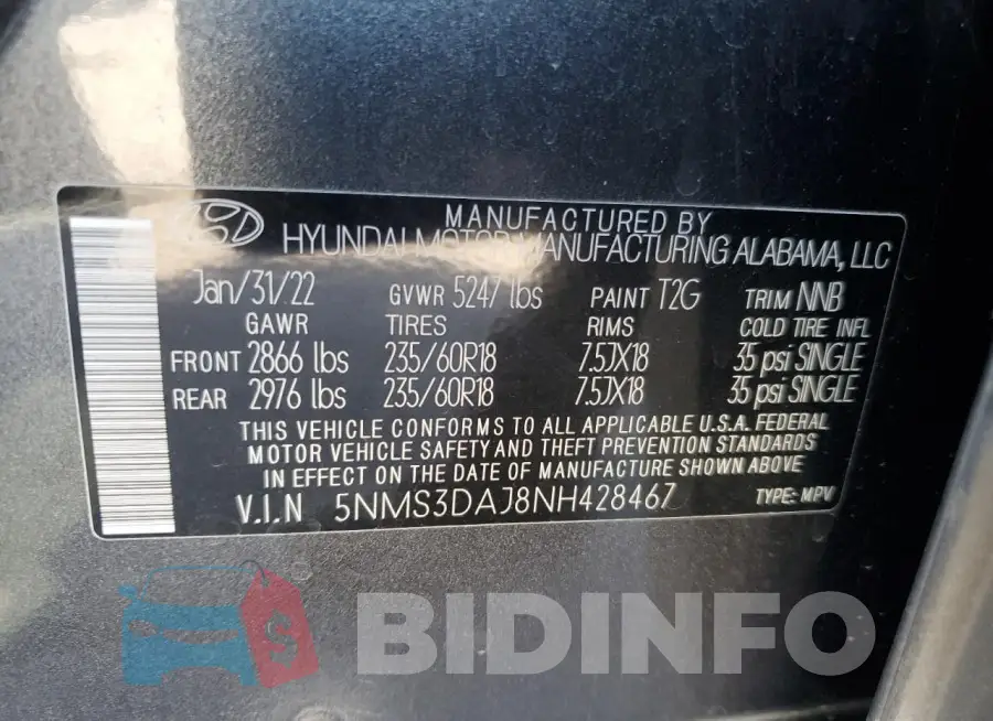 5NMS3DAJ8NH428467 Photo# 12