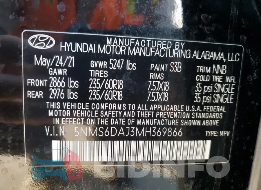 5NMS6DAJ3MH369866 Photo# 14