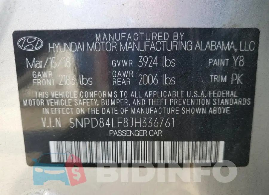5NPD84LF8JH336761 Photo# 13