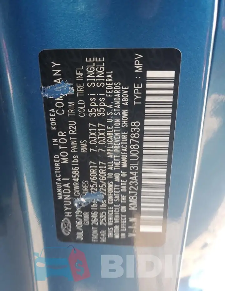 KM8J23A43LU087838 Photo# 13