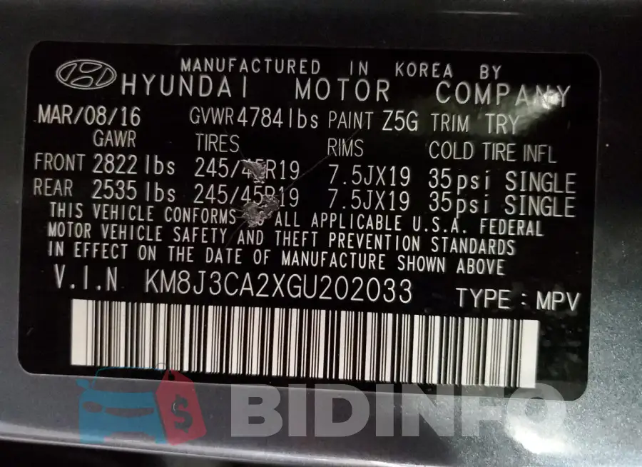 KM8J3CA2XGU202033 Photo# 13