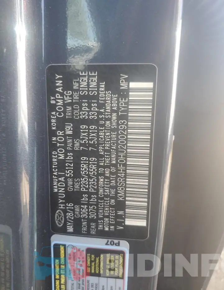 KM8SR4HF0HU200293 Photo# 12
