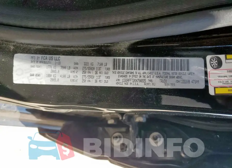 1C6SRFFT2KN750225 Photo# 13