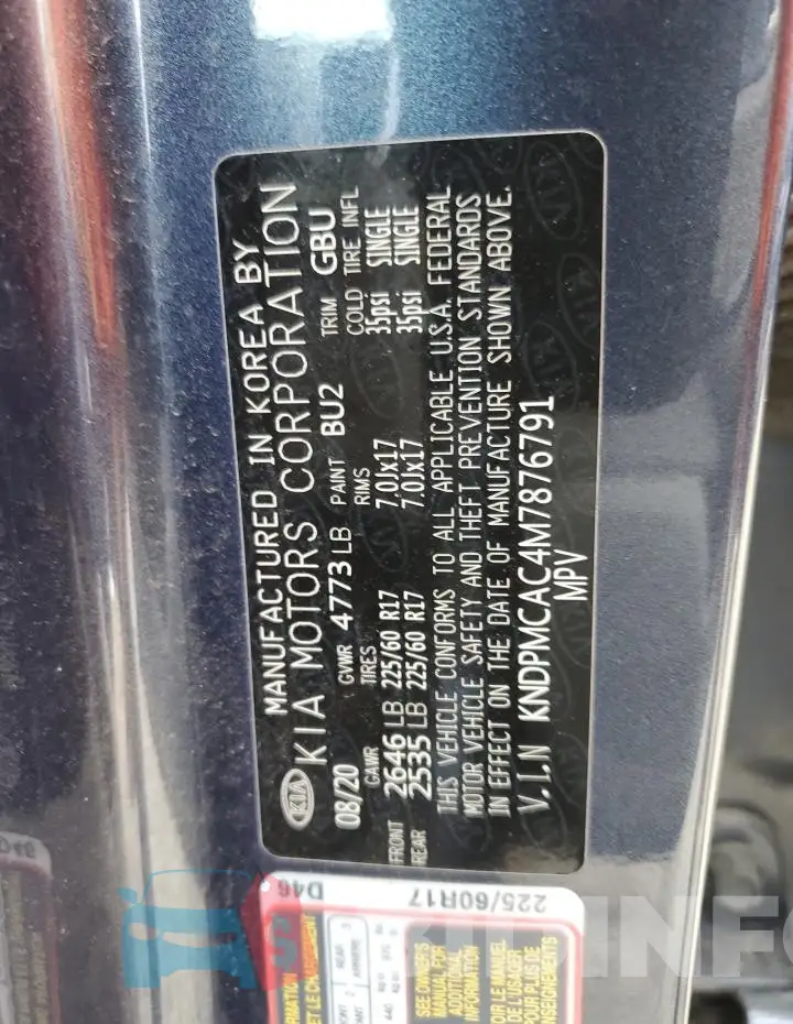 KNDPMCAC4M7876791 Photo# 14