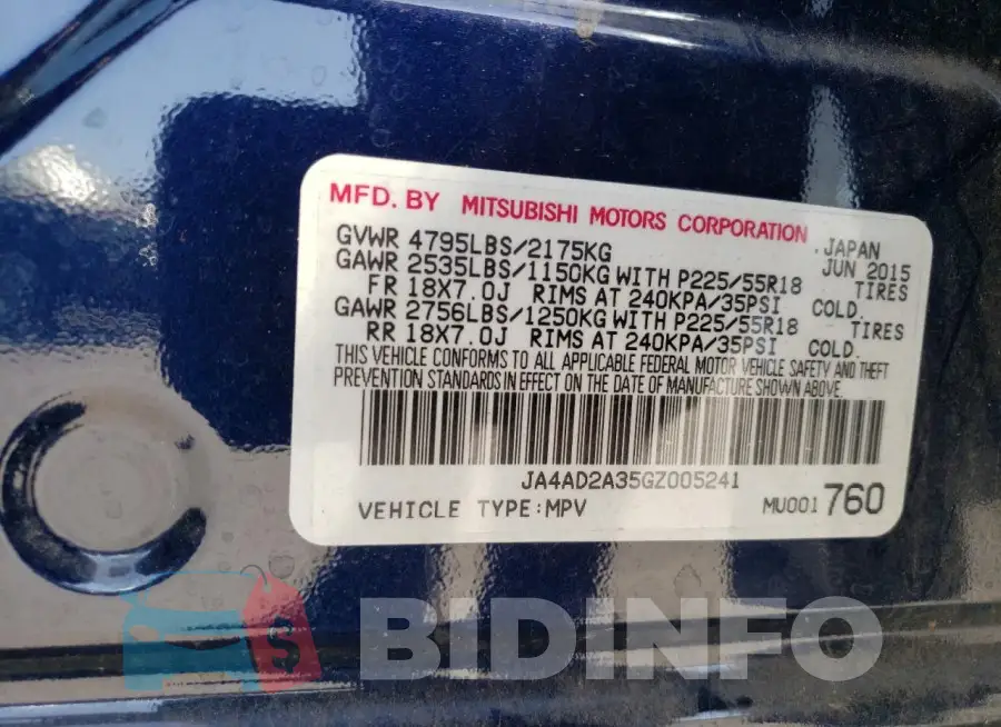 JA4AD2A35GZ005241 Photo# 12