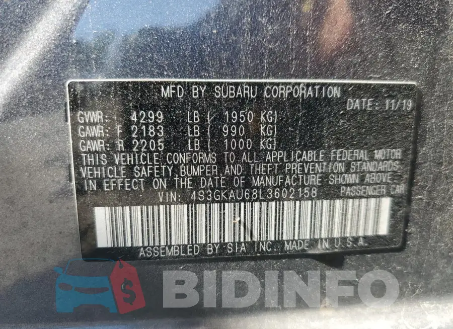 4S3GKAU68L3602158 Photo# 12
