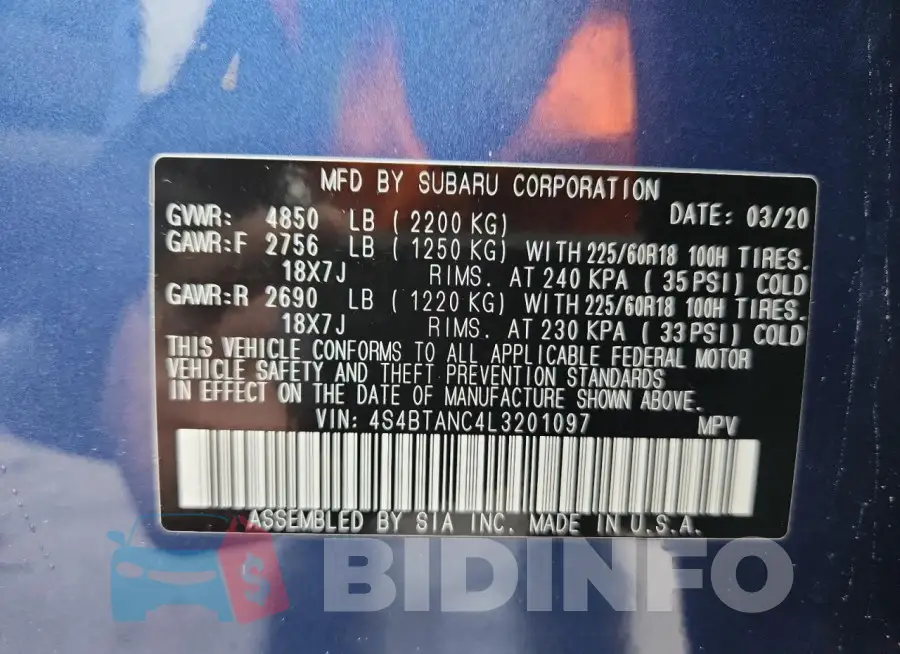4S4BTANC4L3201097 Photo# 13
