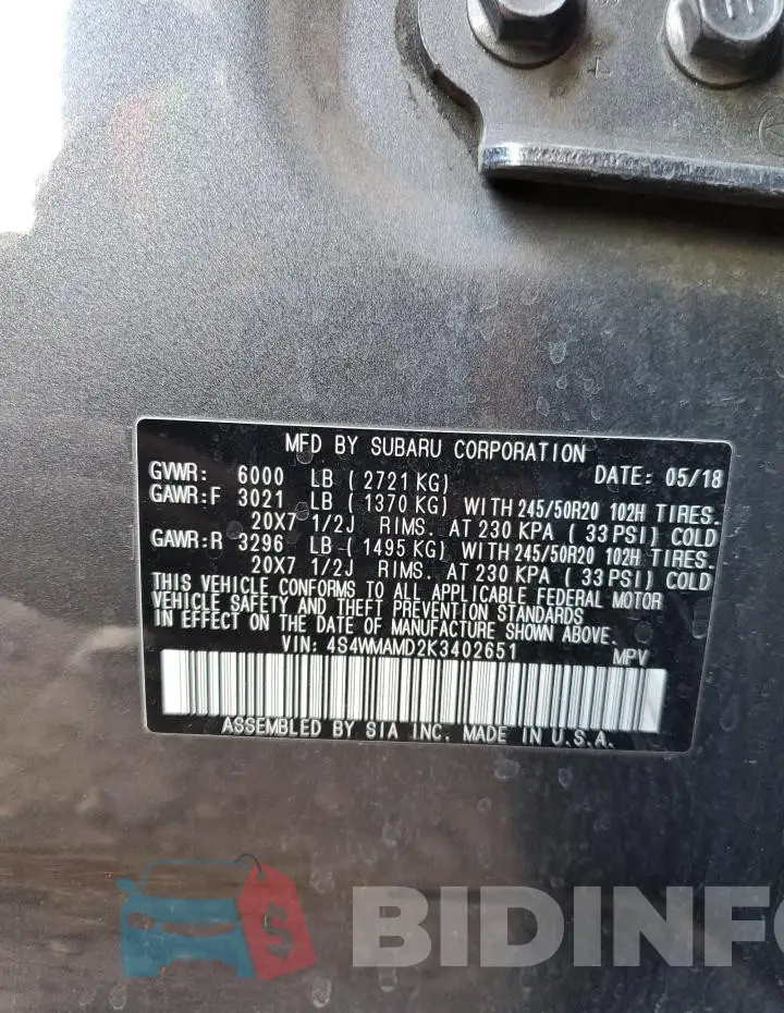 4S4WMAMD2K3402651 Photo# 14