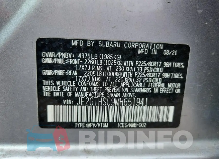 JF2GTHSC9MH651941 Photo# 13