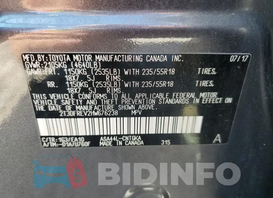 2T3DFREV2HW676238 Photo# 14