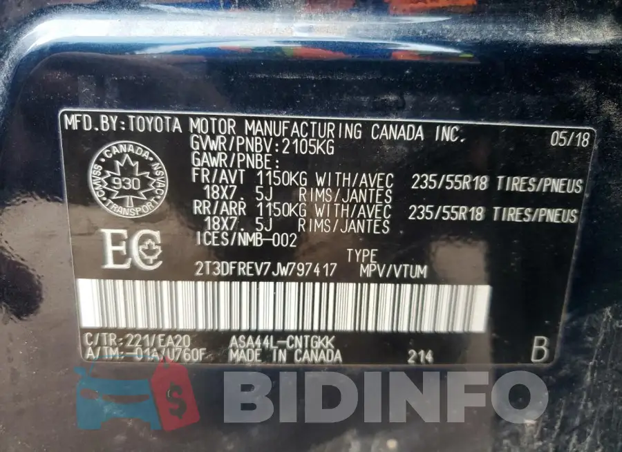 2T3DFREV7JW797417 Photo# 14