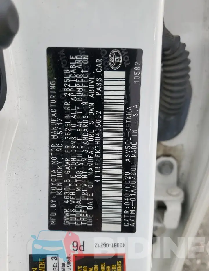 4T1BF1FK3HU435052 Photo# 12