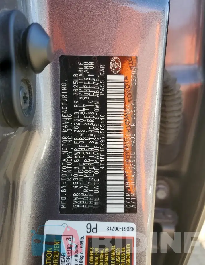 4T1BF1FK9GU565416 Photo# 12