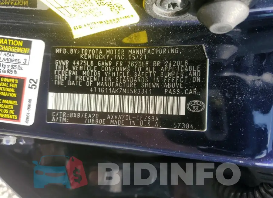 4T1G11AK7MU583341 Photo# 12