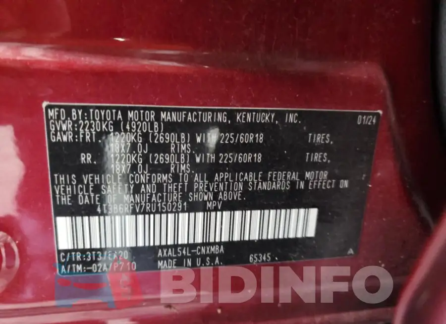 4T3B6RFV7RU150291 Photo# 14