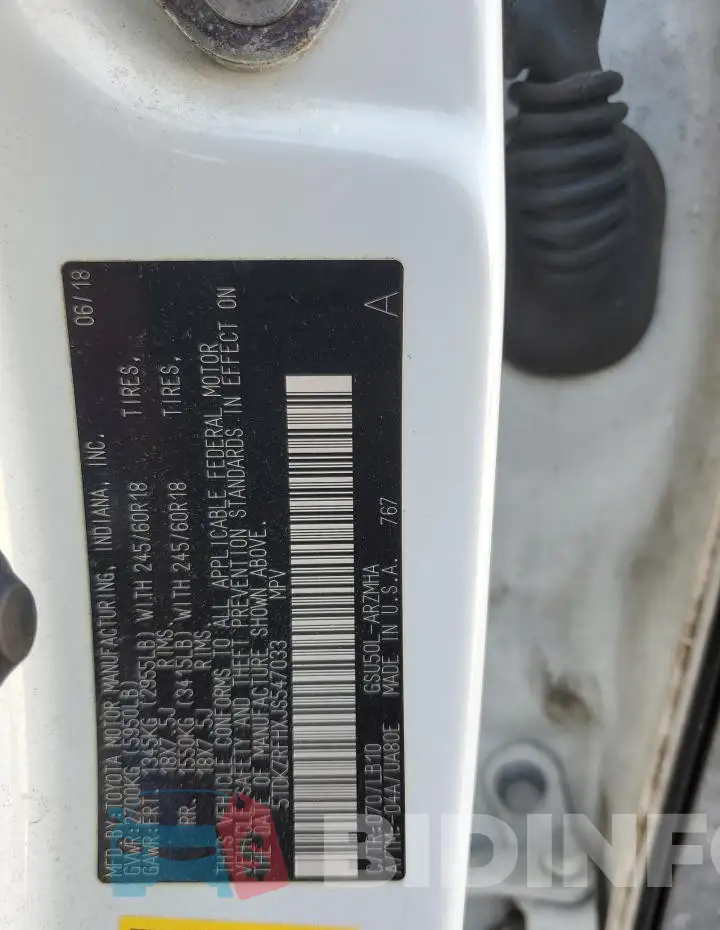 5TDKZRFHXJS547033 Photo# 14