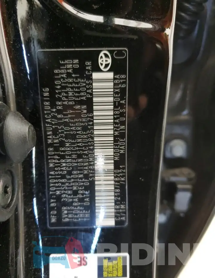 5YFB4MDE4SP251476 Photo# 13