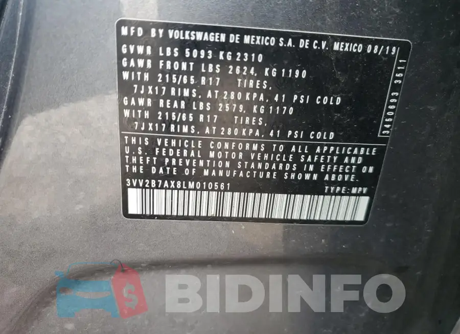 3VV2B7AX8LM010561 Photo# 12