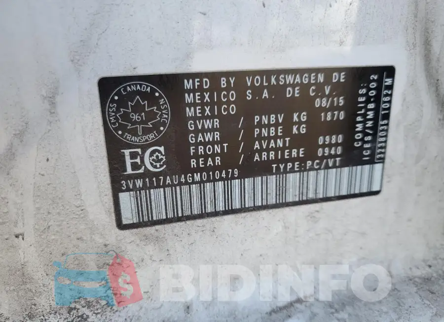 3VW117AU4GM010479 Photo# 12