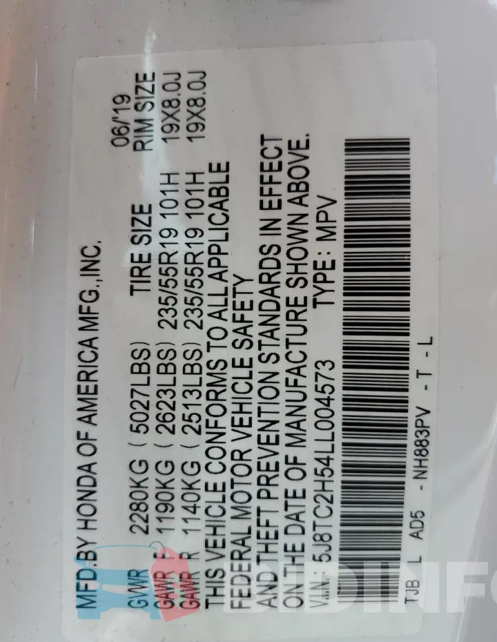5J8TC2H54LL004573 Photo# 13