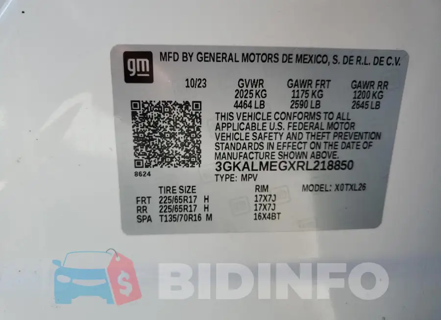3GKALMEGXRL218850 Photo# 12