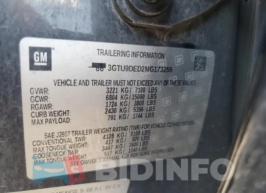 3GTU9DED2MG173255 Photo# 12