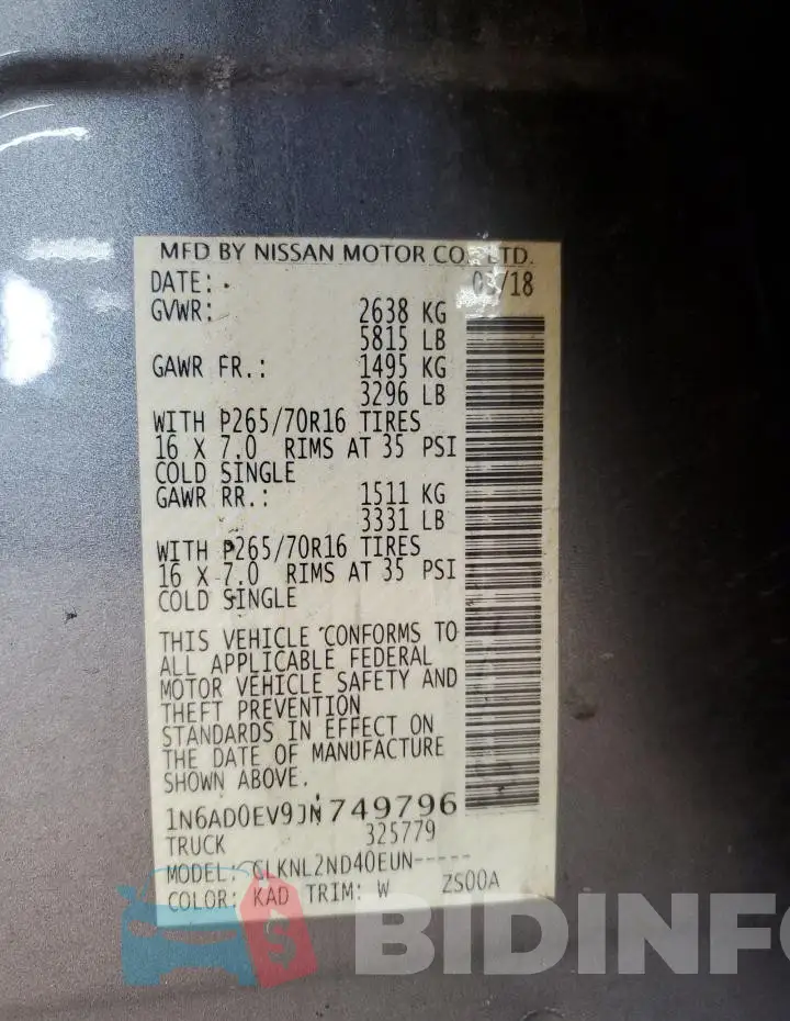1N6AD0EV9JN749796 Photo# 12
