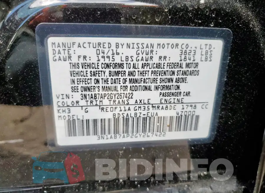3N1AB7AP2GY267422 Photo# 12