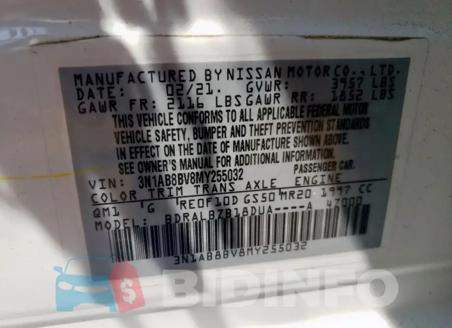 3N1AB8BV8MY255032 Photo# 12