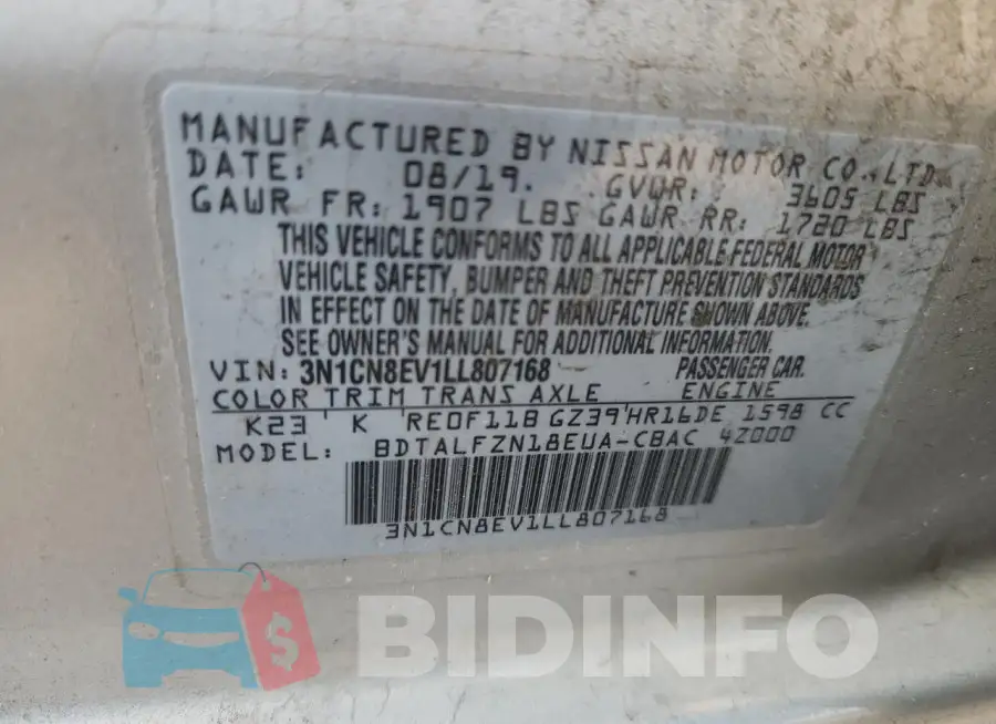 3N1CN8EV1LL807168 Photo# 12