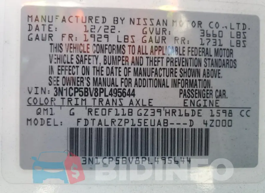 3N1CP5BV8PL495644 Photo# 13