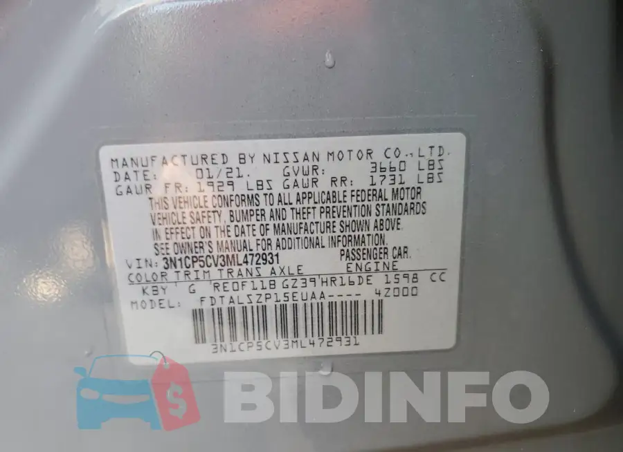 3N1CP5CV3ML472931 Photo# 13