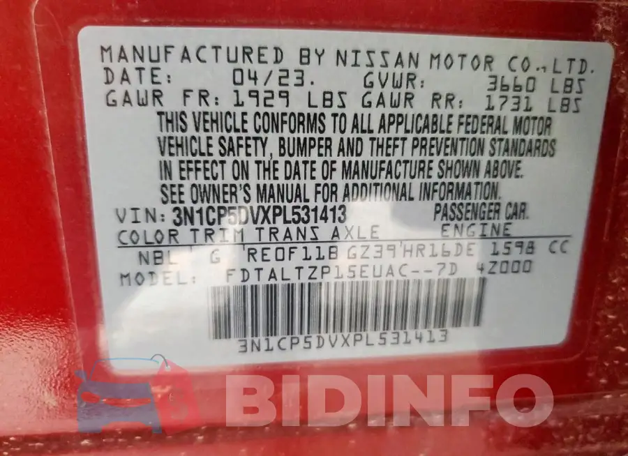 3N1CP5DVXPL531413 Photo# 14
