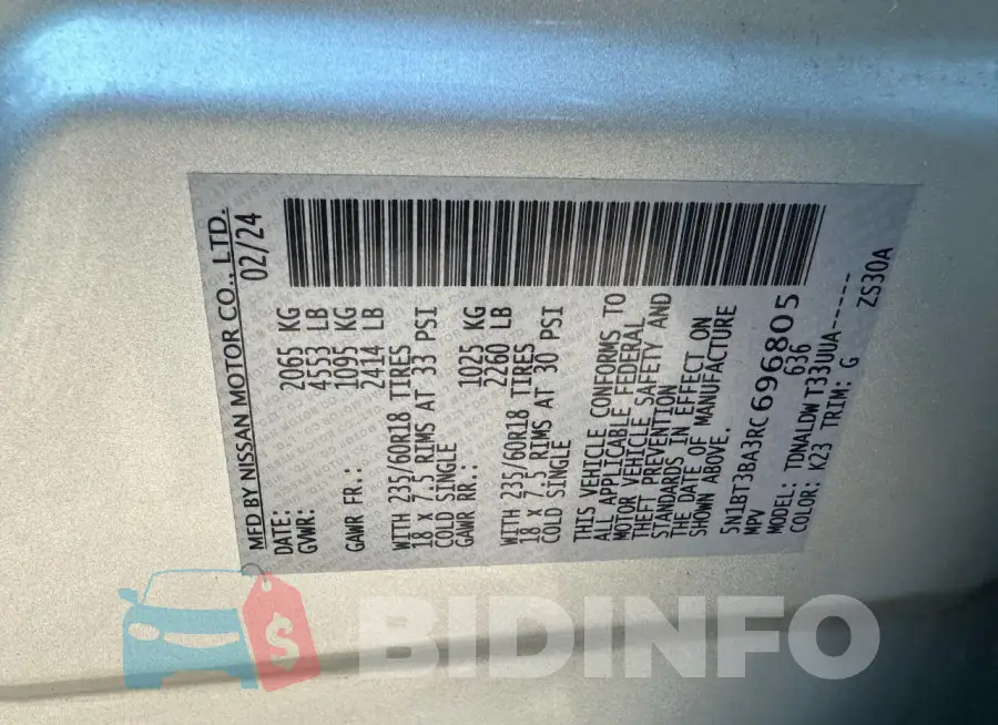 5N1BT3BA3RC696805 Photo# 10