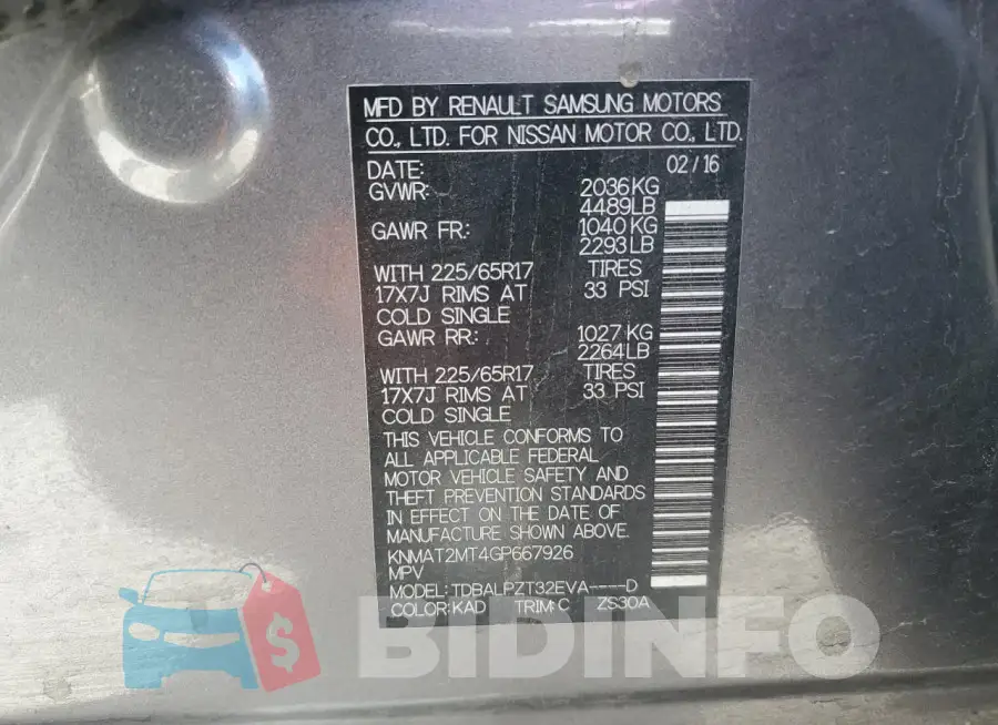 KNMAT2MT4GP667926 Photo# 14