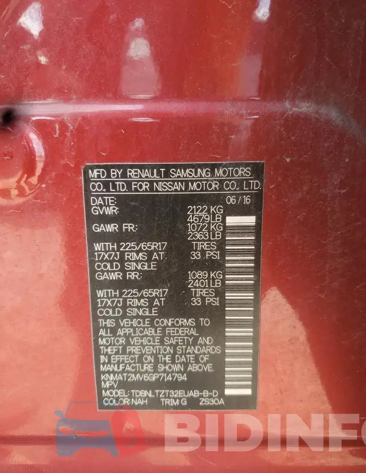 KNMAT2MV6GP714794 Photo# 12