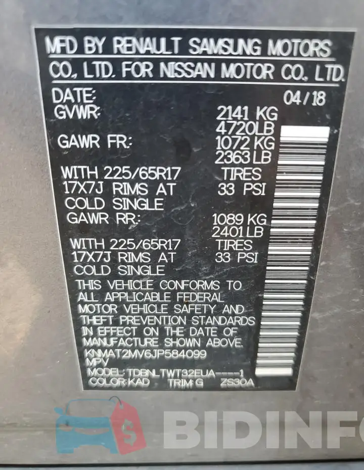 KNMAT2MV6JP584099 Photo# 13