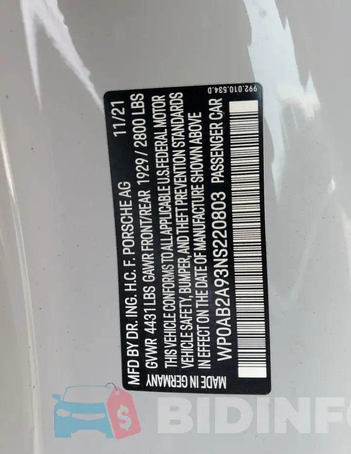 WP0AB2A93NS220803 Photo# 12