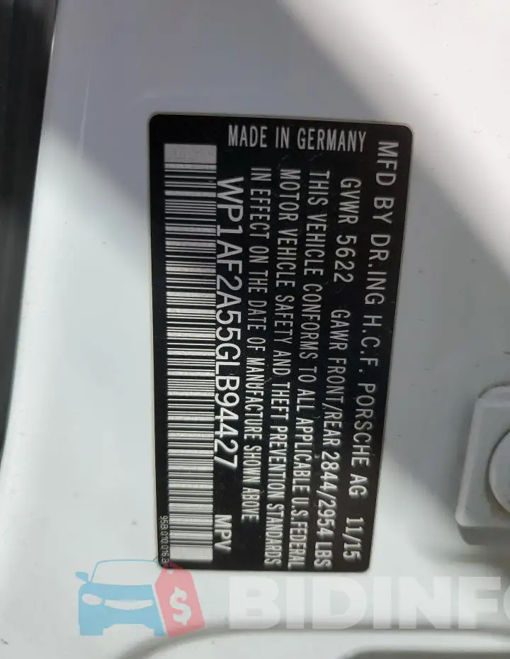 WP1AF2A55GLB94427 Photo# 13