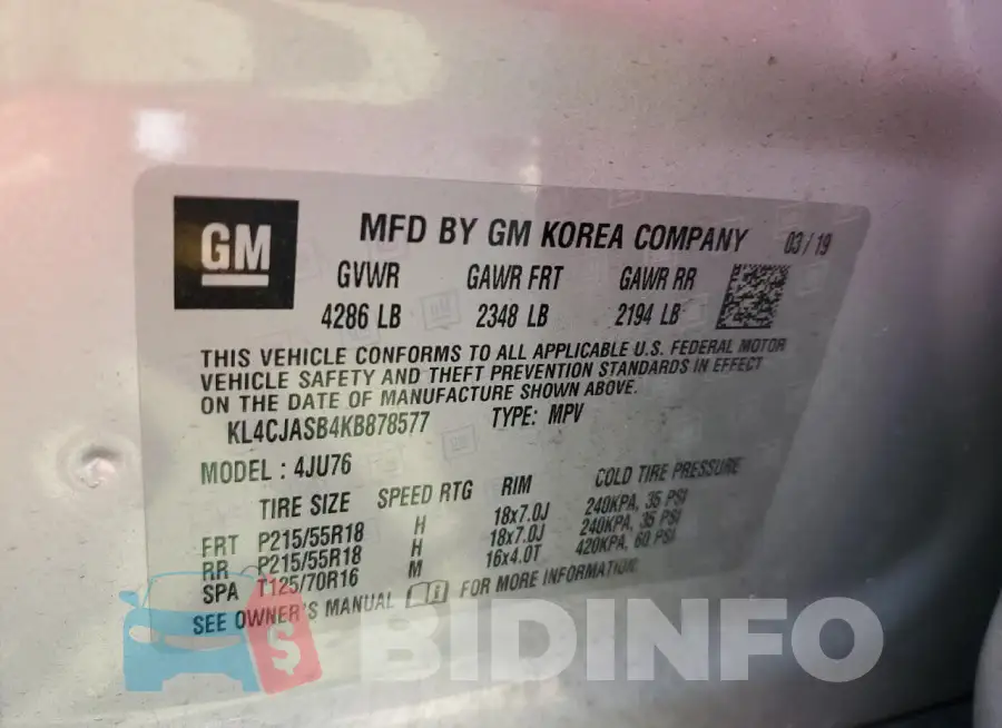 KL4CJASB4KB878577 Photo# 14