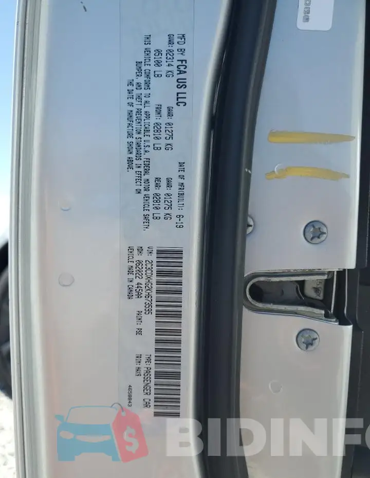 2C3CDXHG2KH673595 Photo# 12