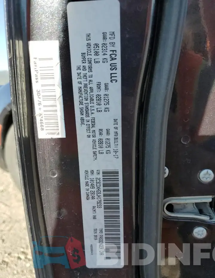 2C3CDXHG9JH179233 Photo# 12