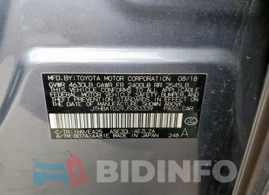 JTHBA1D29J5083339 Photo# 12