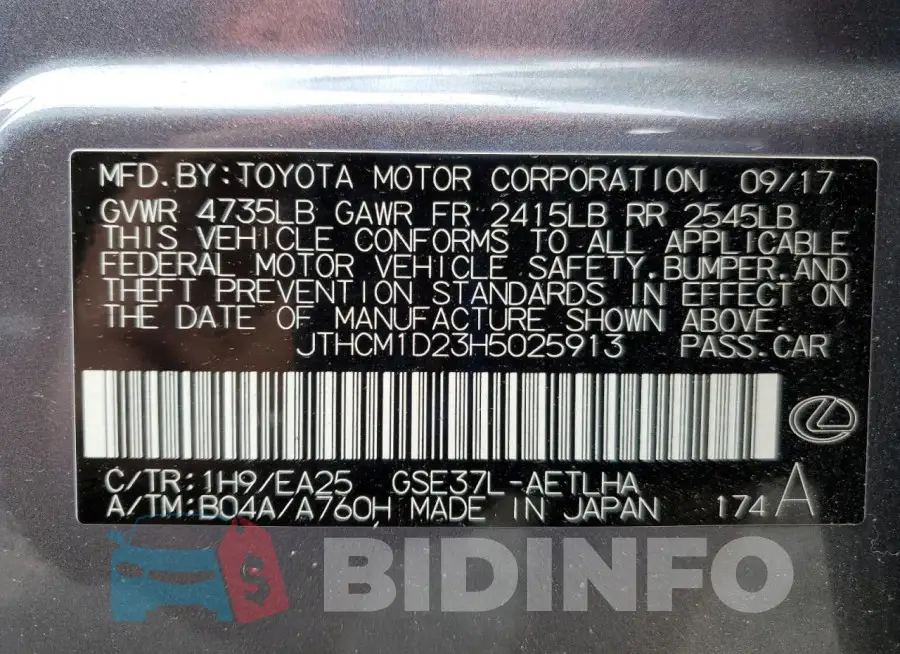 JTHCM1D23H5025913 Photo# 13