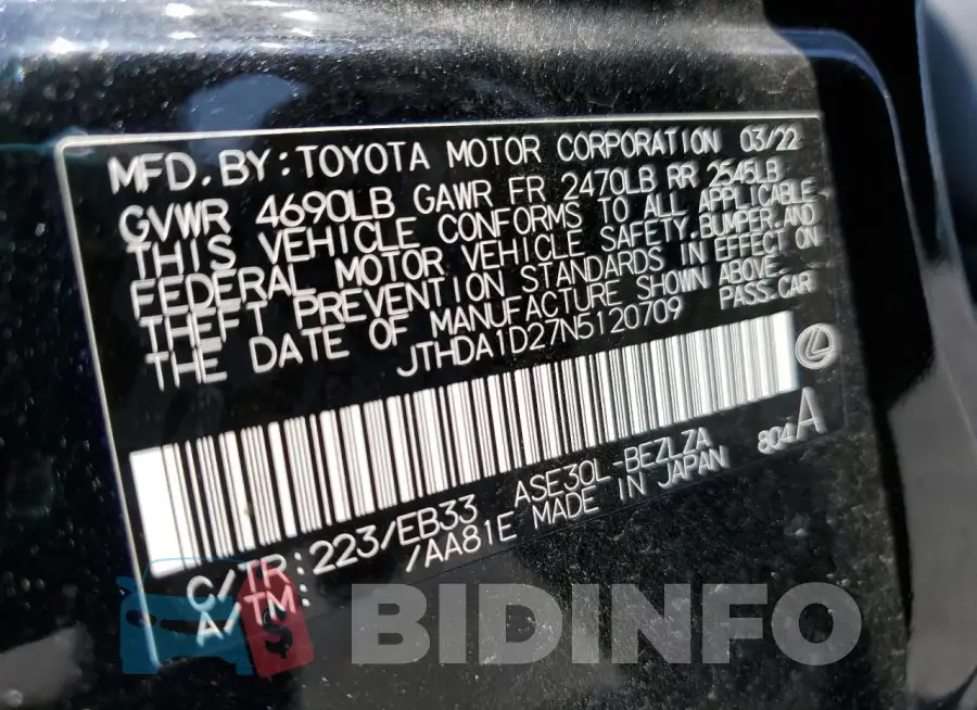 JTHDA1D27N5120709 Photo# 13