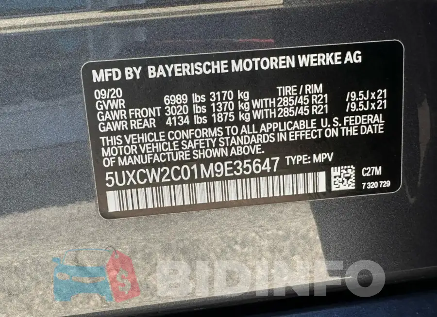 5UXCW2C01M9E35647 Photo# 10